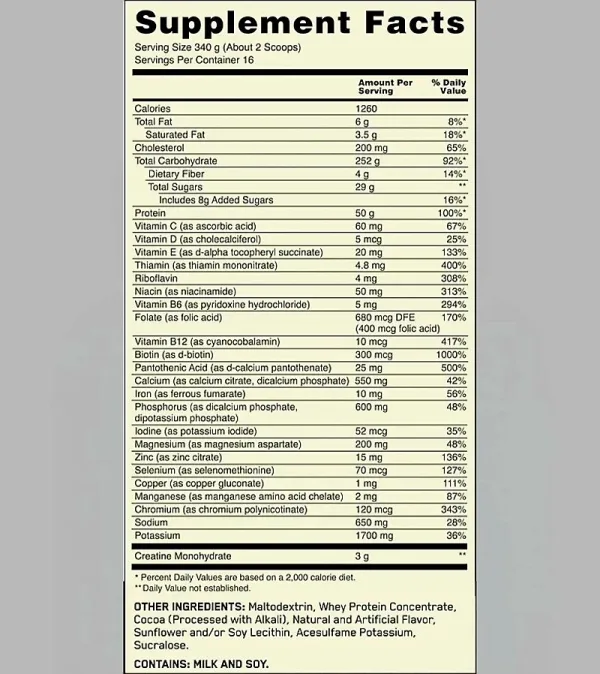 ON Serious Mass Gainer - 12Lbs - Image 2