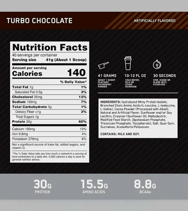 ON Platinum Hydro Whey Protein 3.61Lb (1.64kg)
