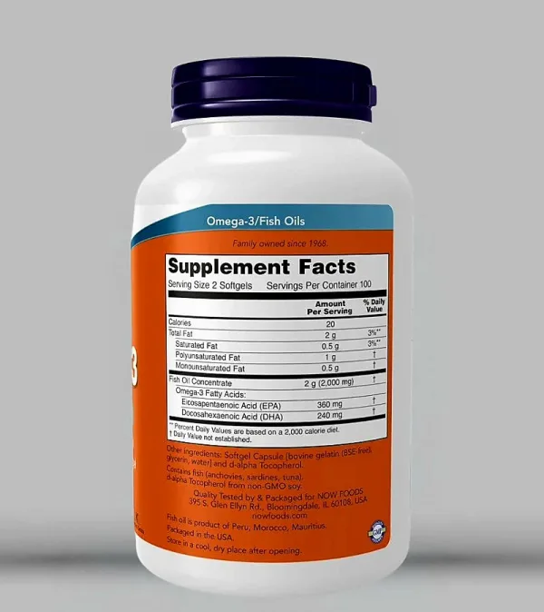 NOW Omega-3 Fish Oil - 200 Capsules