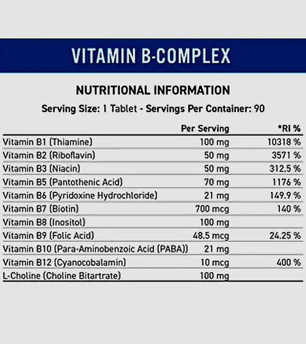 Applied Nutrition Vitamin B Complex - 90 Capsules - Image 2